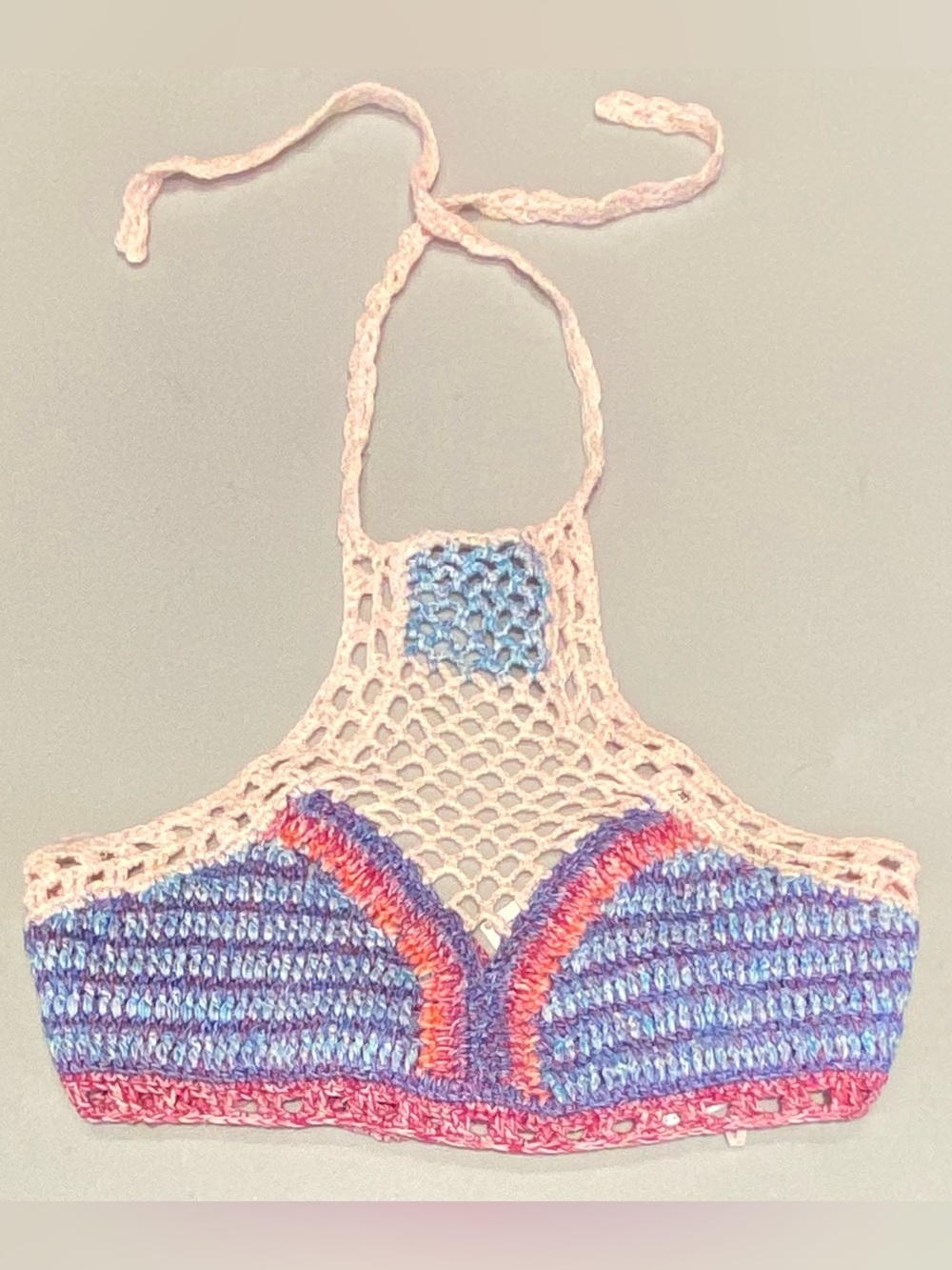 Zara Multicolored Crochet Halter Crop Top, size M, NWT